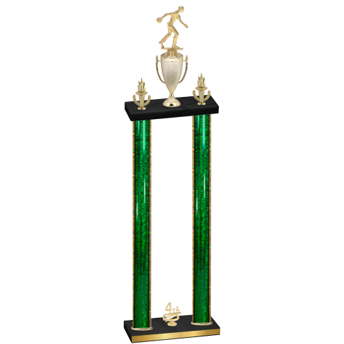 Double Green Glacier Fourth Place Bowling Trophy