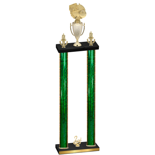 Double Green Glacier Second Place Basketball Trophy