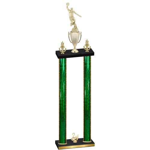 Double Green Glacier Second Place Basketball Trophy