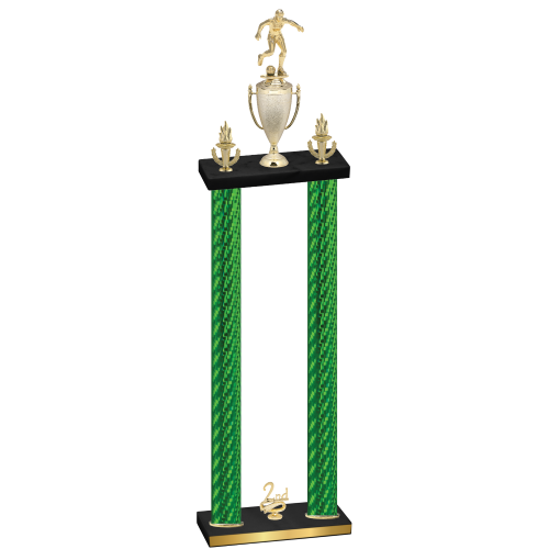 Double Green Carbon Fiber Second Place Soccer Trophy