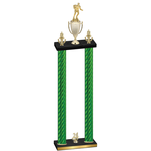 Double Green Carbon Fiber Year Rugby Trophy