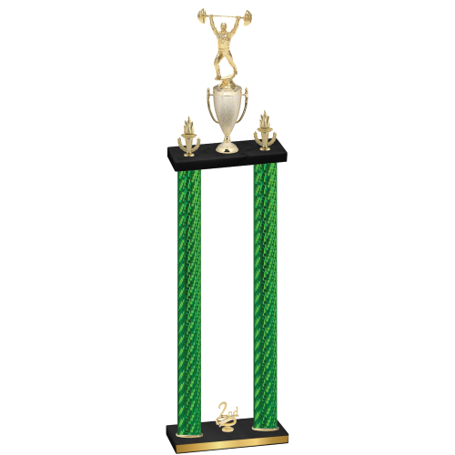 Double Green Carbon Fiber Second Place Weights Trophy