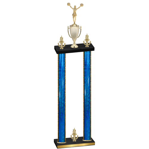 Double Blue Glacier Victory Cheerleading Trophy