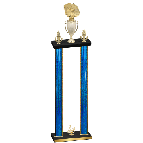 Double Blue Glacier Third Place Basketball Trophy