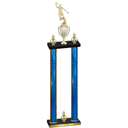Double Blue Glacier Victory Basketball Trophy