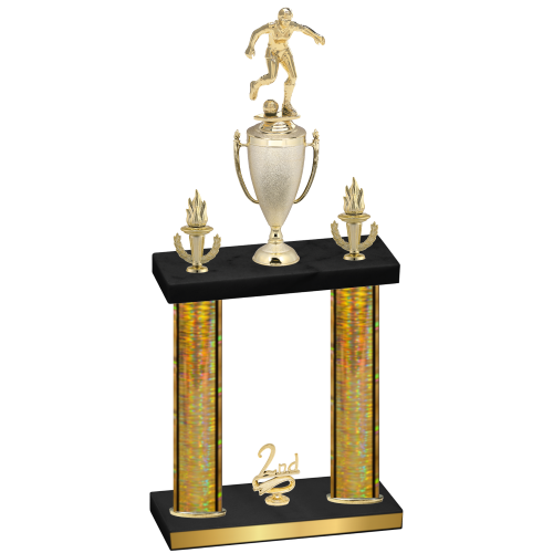 Double Gold Glacier Second Place Soccer Trophy