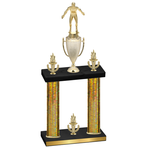 Double Gold Glacier Victory Wrestling Trophy