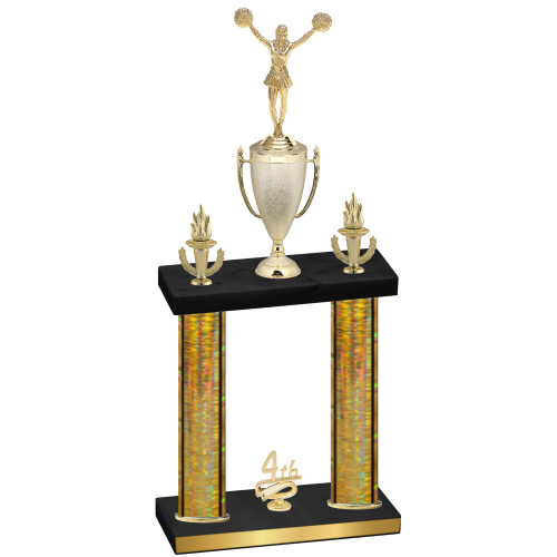 Double Gold Glacier Fourth Place Cheerleading Trophy
