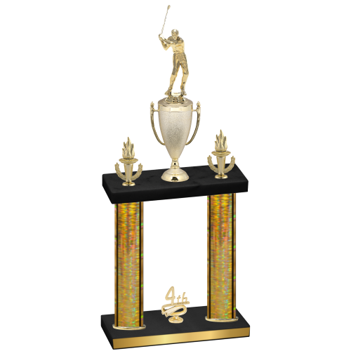 Double Gold Glacier Fourth Place Golf Trophy