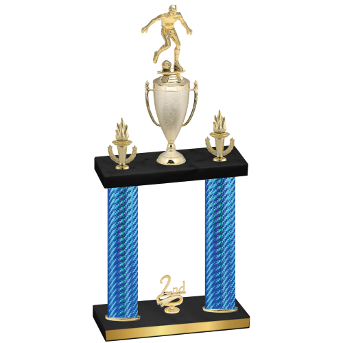 Double Blue Carbon Fiber Second Place Soccer Trophy