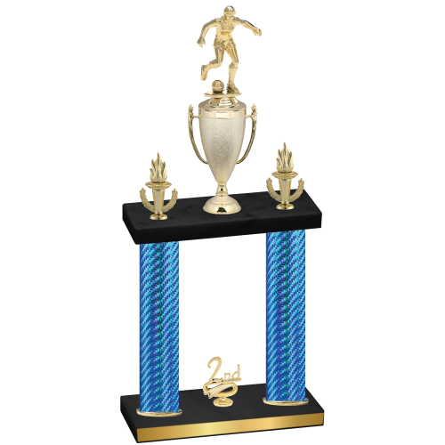Double Blue Carbon Fiber Second Place Soccer Trophy