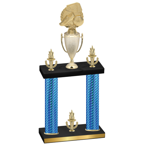 Double Blue Carbon Fiber Victory Soccer Trophy