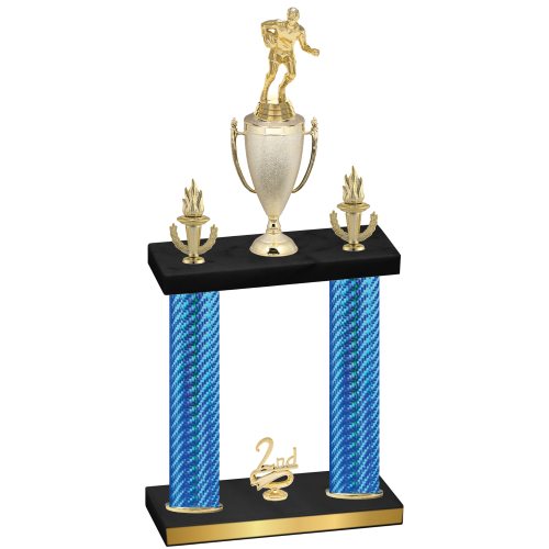 Double Blue Carbon Fiber Second Place Rugby Trophy