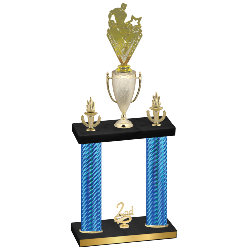 Double Blue Carbon Fiber Second Place Rugby Trophy