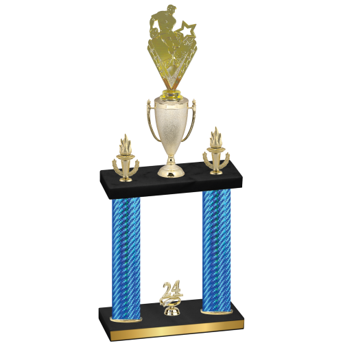 Double Blue Carbon Fiber Year Rugby Trophy