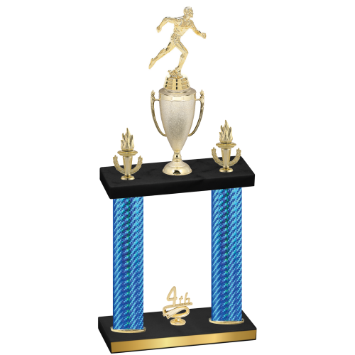 Double Blue Carbon Fiber Fourth Place Running Trophy