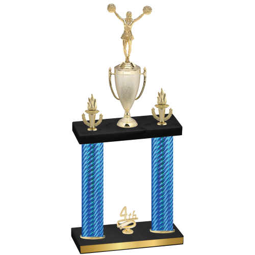 Double Blue Carbon Fiber Fourth Place Cheerleading Trophy