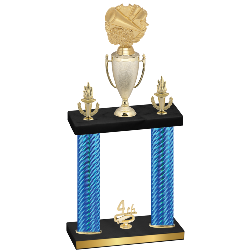 Double Blue Carbon Fiber Fourth Place Cheerleading Trophy