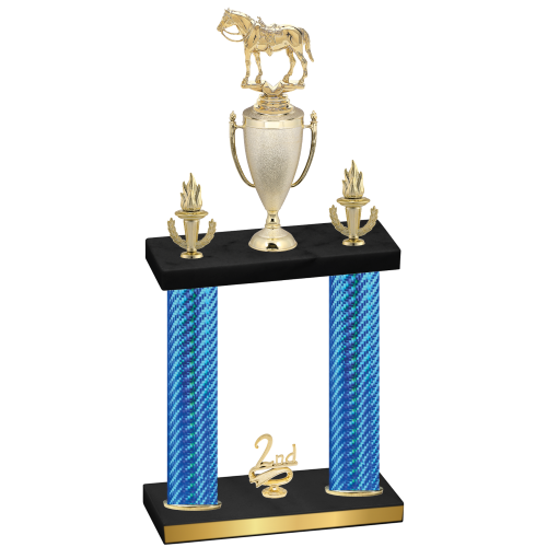 Double Blue Carbon Fiber Second Place Horses Trophy