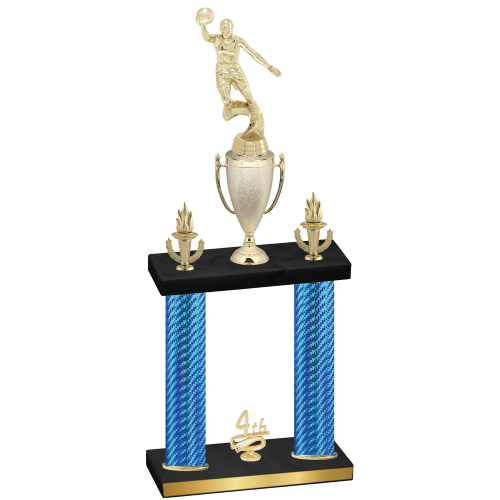 Double Blue Carbon Fiber Fourth Place Basketball Trophy