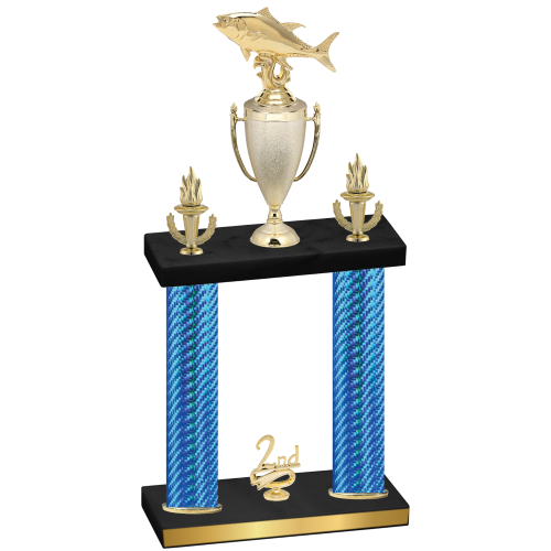 Double Blue Carbon Fiber Second Place Fishing Trophy