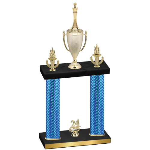 Double Blue Carbon Fiber Year Chess Trophy