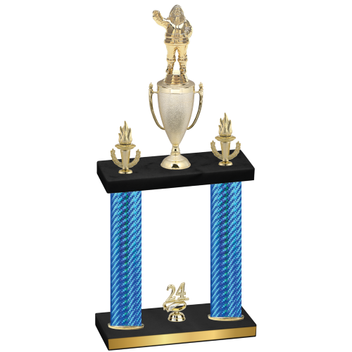 Double Blue Carbon Fiber Year Holiday Trophy