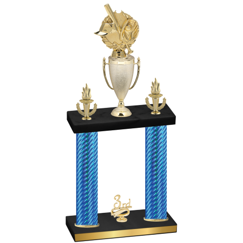 Double Blue Carbon Fiber Third Place Baseball Trophy