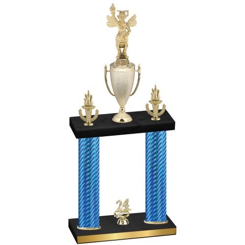 Double Blue Carbon Fiber Year Academics Trophy