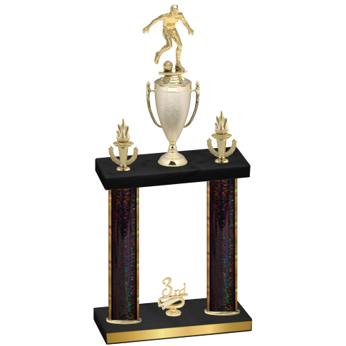 Double Black Glacier Third Place Soccer Trophy