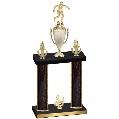 Double Black Glacier Third Place Soccer Trophy