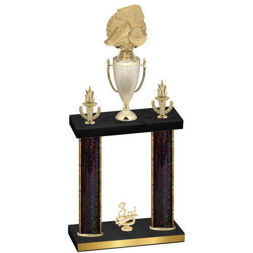 Double Black Glacier Third Place Soccer Trophy