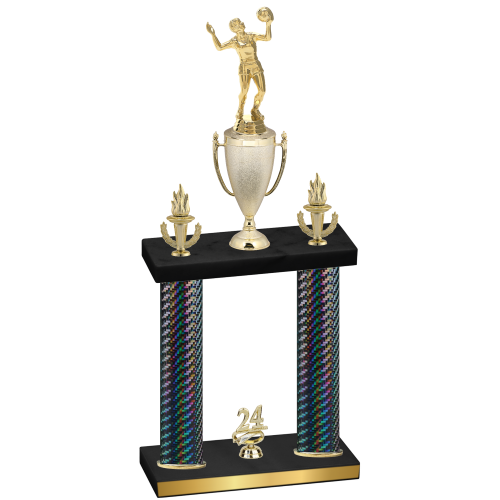 Double Black Carbon Fiber Year Volleyball Trophy