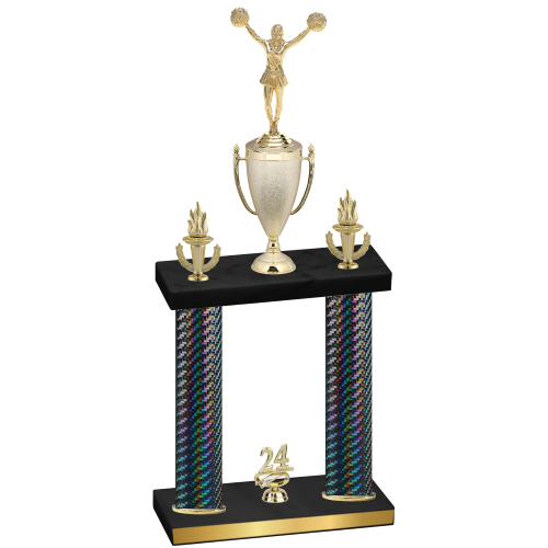 Double Black Carbon Fiber Year Cheerleading Trophy