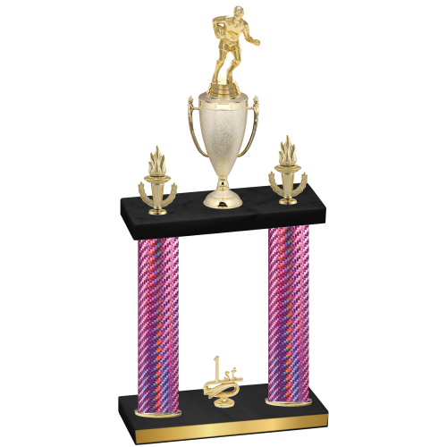 Double Pink Carbon Fiber First Place Rugby Trophy