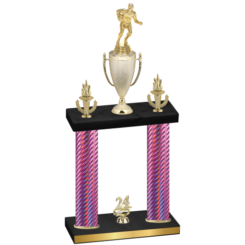 Double Pink Carbon Fiber Year Rugby Trophy
