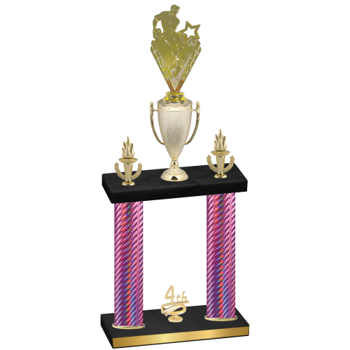Double Pink Carbon Fiber Fourth Place Rugby Trophy