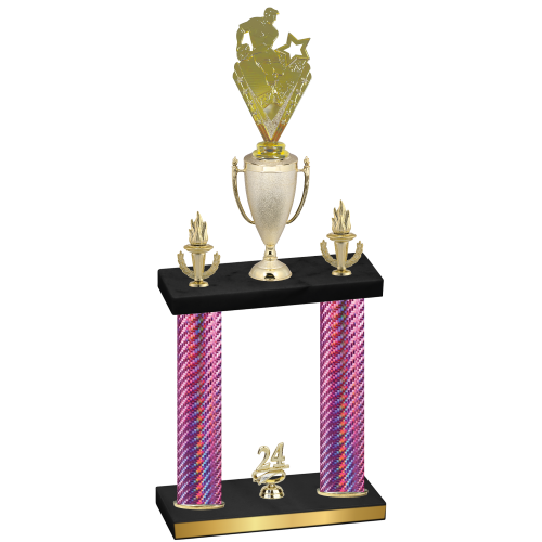 Double Pink Carbon Fiber Year Rugby Trophy
