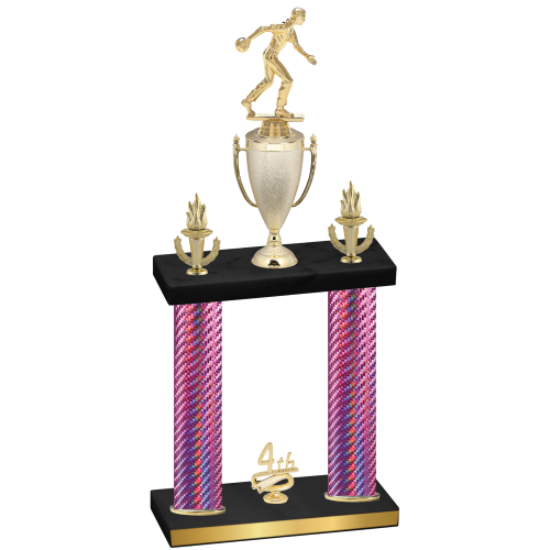 Double Pink Carbon Fiber Fourth Place Bowling Trophy