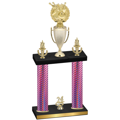 Double Pink Carbon Fiber Year Bowling Trophy