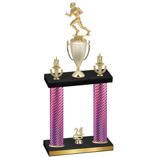Double Pink Carbon Fiber Year Football Trophy