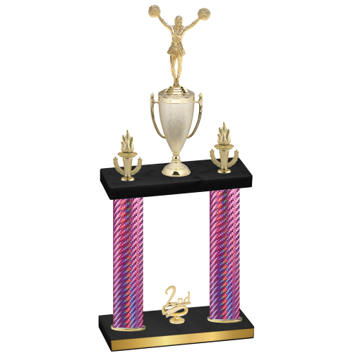 Double Pink Carbon Fiber Second Place Cheerleading Trophy