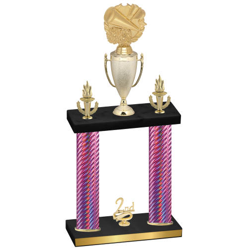 Double Pink Carbon Fiber Second Place Cheerleading Trophy
