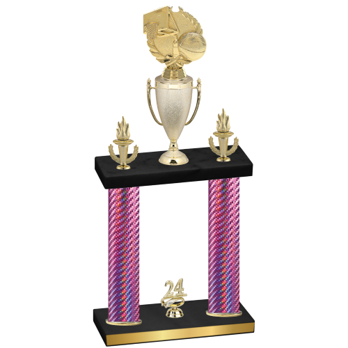 Double Pink Carbon Fiber Year Basketball Trophy