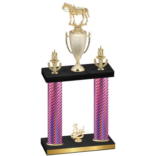 Double Pink Carbon Fiber Third Place Horses Trophy