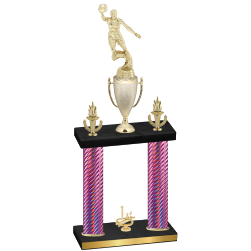 Double Pink Carbon Fiber First Place Basketball Trophy