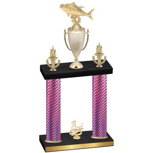 Double Pink Carbon Fiber Third Place Fishing Trophy