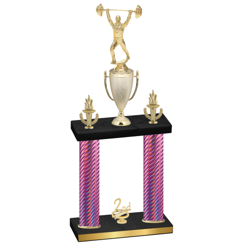 Double Pink Carbon Fiber Second Place Weights Trophy