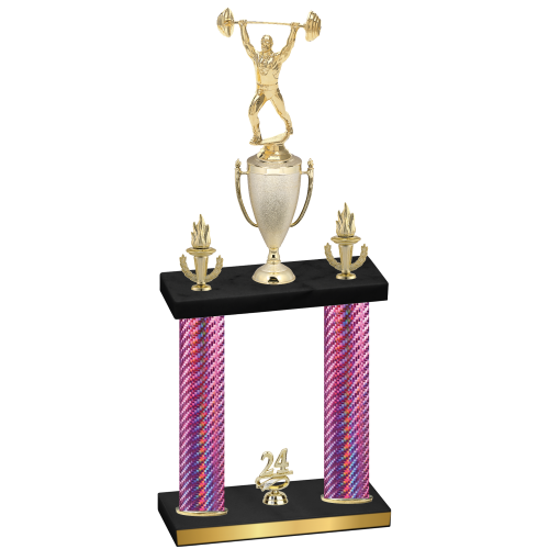 Double Pink Carbon Fiber Year Weights Trophy