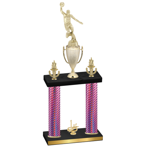 Double Pink Carbon Fiber First Place Basketball Trophy